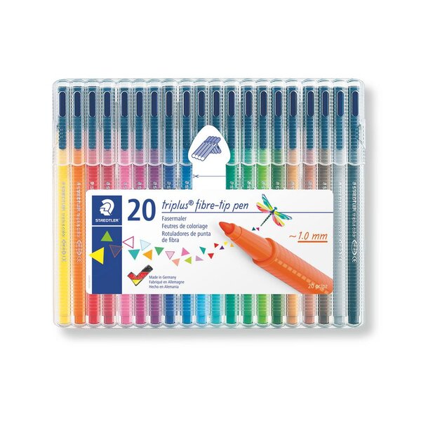 Triplus®, stylo-feutre avec pointe en fibres, pointe fine, couleurs d'encre assorties (paquet 20 unités)