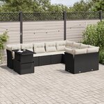 vidaXL Salon de jardin 10 Pièces avec coussins noir résine tressée