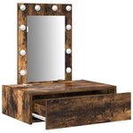 vidaXL Table de maquillage murale avec lumières LED en chêne fumé