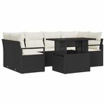 vidaXL Ensemble de canapé de jardin 7 Pièces Noir Poly rotin