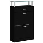 vidaXL Armoire à chaussures Noir 63x24x104 cm Bois d'ingénierie