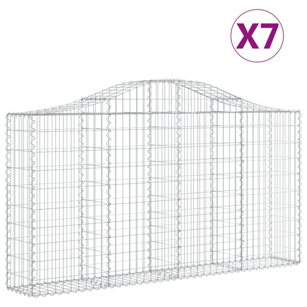 vidaXL Paniers à gabions arqués 7 Pièces 200x30x100/120 cm Fer galvanisé