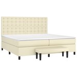 vidaXL Sommier à lattes de lit avec matelas Crème 200x200cm Similicuir