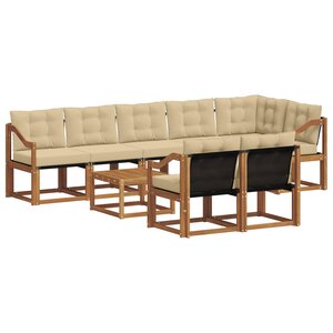 vidaXL Ensemble de canapés d'extérieur 9 pc Naturel et Beige