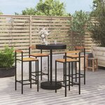 vidaXL Ensemble de bar jardin 5 Pièces noir poly rotin/bois massif acacia