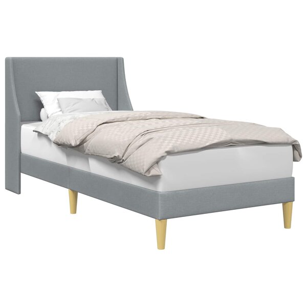 vidaXL Cadre de lit Uni avec tête de lit Gris clair 100 x 200 cm tissu