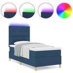 vidaXL Lit à Ressorts avec Matelas et LED Bleue 90x200 cm Tissu