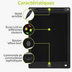 ACROPAQ Tablette dessin Enfant- Ardoise Magique 12 Pouces- Ecran LCD Noir- Tablette graphique enfant- Pile CR2025 incluse