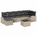vidaXL Ensemble de canapé de jardin 8 Pièces Gris clair Poly rotin