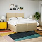 vidaXL Sommier à lattes de lit avec matelas Crème 200x200 cm Tissu