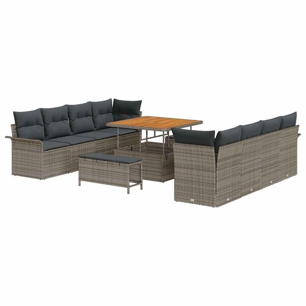 vidaXL Ensemble de canapé de jardin 11 Pièces Gris polyrotin