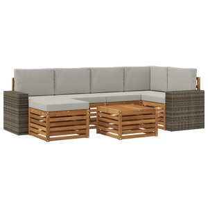 vidaXL Ensemble de canapés d'extérieur 7 pc Naturel et gris clair