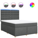 vidaXL Sommier à lattes de lit avec matelas Gris foncé 140x200cm Tissu