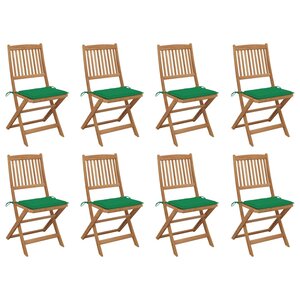 vidaXL Chaises pliables d'extérieur avec coussins 8 Pièces Bois d'acacia