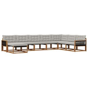 vidaXL Ensemble de canapés d'extérieur 8 Pièces Naturel et gris clair