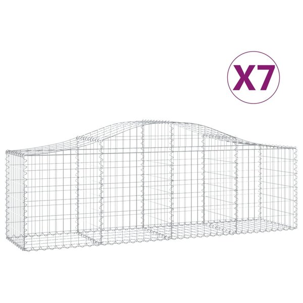 vidaXL Paniers à gabions arqués 7 Pièces 200x50x60/80 cm Fer galvanisé