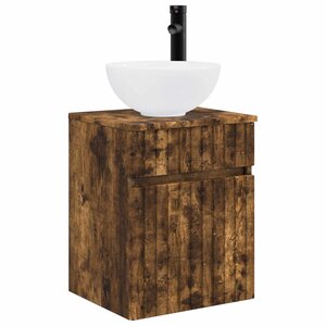 vidaXL Meuble de lavabo mural Chêne fumé 39 x 41 x 64 5 cm