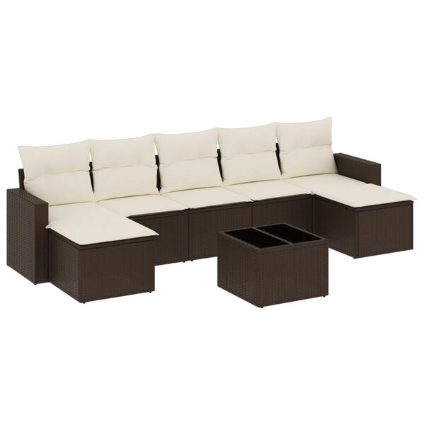 vidaXL Salon de jardin 8 Pièces avec coussins marron résine tressée