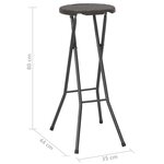 vidaXL Tabouret de bar pliable lot de 2 PEHD et acier Aspect rotin