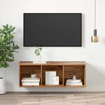 vidaXL Meuble TV mural Bois ancien 37 x 37 x 107 cm Bois d'ingénierie