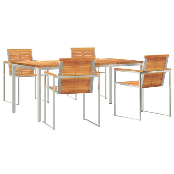 Ensemble de Dîner de Jardin de 5 Pièces en Bois Massif d'Acacia vidaXL