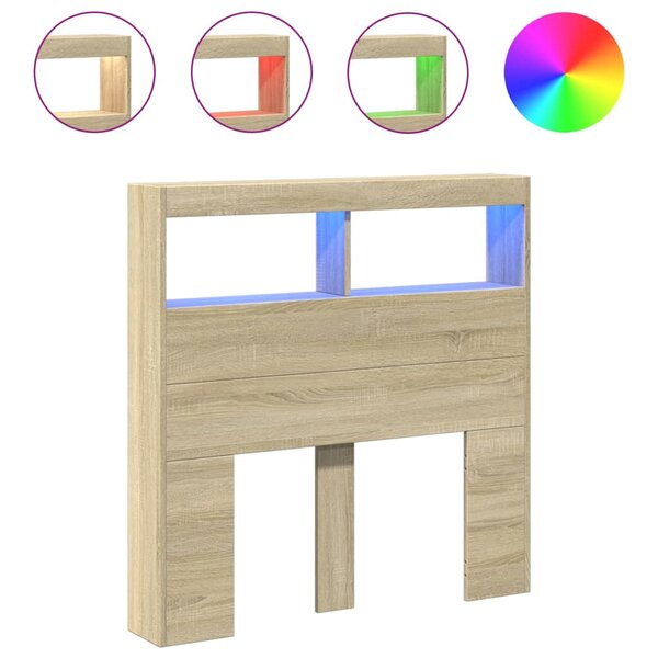 vidaXL Armoire tête de lit avec LED chêne sonoma 100x17x102 cm