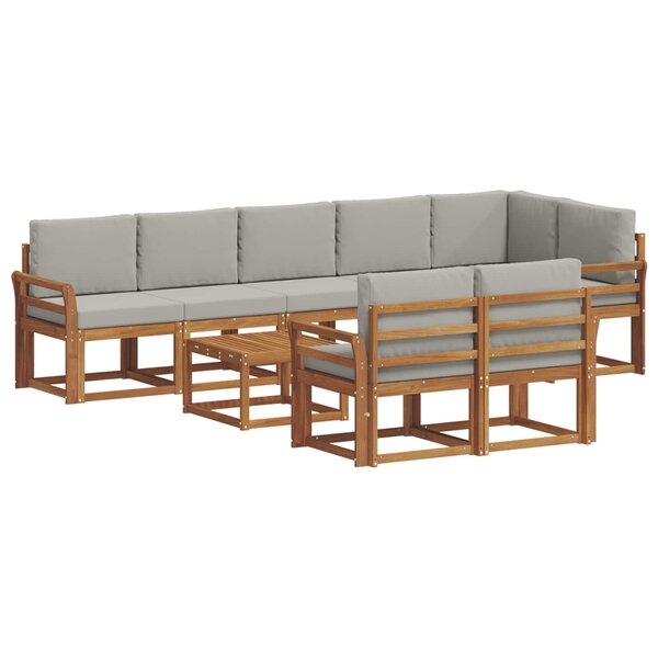 vidaXL Ensemble de canapés d'extérieur 9 Pièces Gris Naturel et Clair