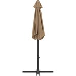 Parasol droit rond diam 2,5 m - inclinable & avec manivelle - Mât aluminium et toile polyester 160g - Taupe