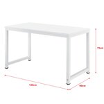 Bureau réglable poste de travail table bois mélaminé 120 cm blanc 03_0001162