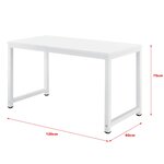 Bureau réglable poste de travail table bois mélaminé 120 cm blanc