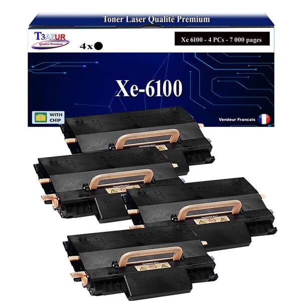 T3AZUR -4x Toners compatibles avec Xerox Phaser 6100 (106R00684) - Noir