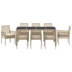 vidaXL Ensemble de salle à manger pour jardin 9 Pièces Beige Rattan PE