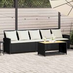 vidaXL Canapé de jardin avec coussins 5 places noir résine tressée