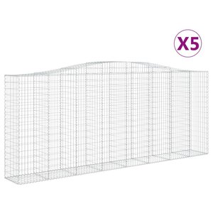 vidaXL Paniers à gabions arqués 5 Pièces 400x50x160/180 cm fer galvanisé