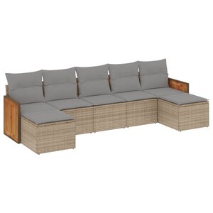 vidaXL Salon de jardin avec coussins 7 Pièces beige résine tressée