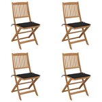 vidaXL Chaises pliables de jardin lot de 4 avec coussins Bois d'acacia