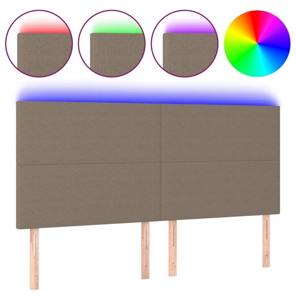 vidaXL Tête de lit à LED Taupe 160x5x118/128 cm Tissu