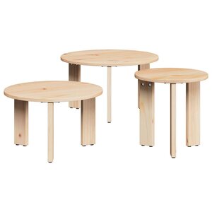 vidaXL Table basse 3 Pièces Naturel Bois massif en pin