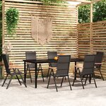vidaXL Ensemble à manger de jardin 7 Pièces Noir