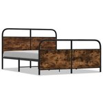 vidaXL Cadre de lit en métal sans matelas chêne fumé 193x203 cm
