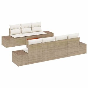 vidaXL Ensemble de canapé de jardin 8 Pièces Beige Poly rotin