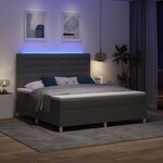 vidaXL Lit à ressort LED avec matelas Gris foncé 180 x 200 cm tissu