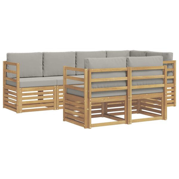 vidaXL Ensemble de canapés d'extérieur 7 Pièces Blanc et gris clair