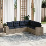 vidaXL Salon de jardin 6 Pièces avec coussins gris résine tressée