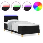 vidaXL Lit à sommier tapissier avec matelas et LED noir 100x200 cm en tissu