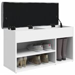 vidaXL Banc à chaussures Blanc 82x32x45 5 cm Bois d'ingénierie