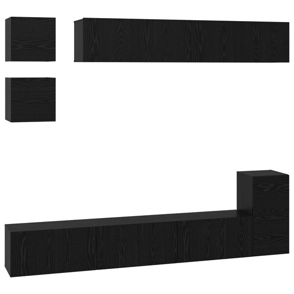 vidaXL Ensemble meuble TV avec étagère Autre avec stockage 8 Pièces Chêne noir