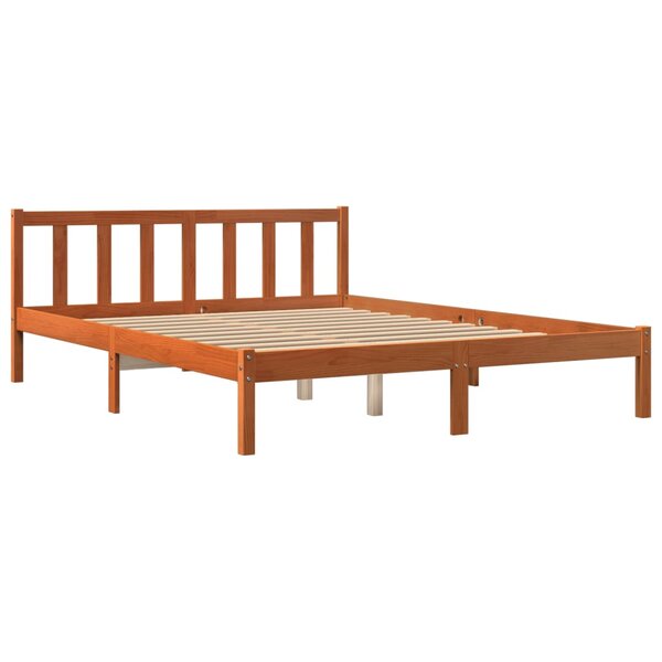 vidaXL Cadre de lit cire marron 150x200 cm bois de pin massif