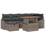 vidaXL Ensemble de canapé de jardin 7 Pièces Gris polyrotin