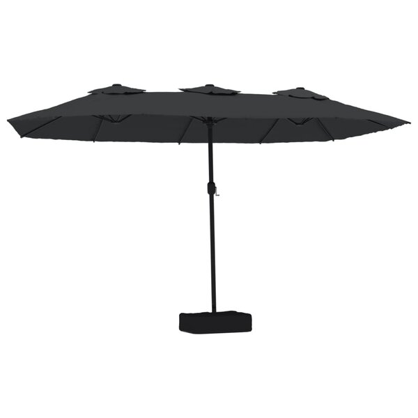 vidaXL Parasol de jardin à double tête avec LED noir 449x265 cm